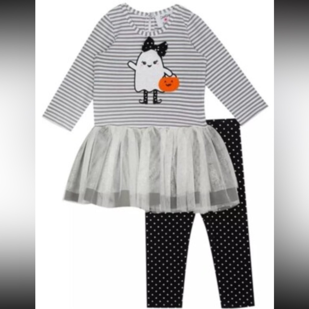 Striped Ghost Dress with Polka Dot Leggings